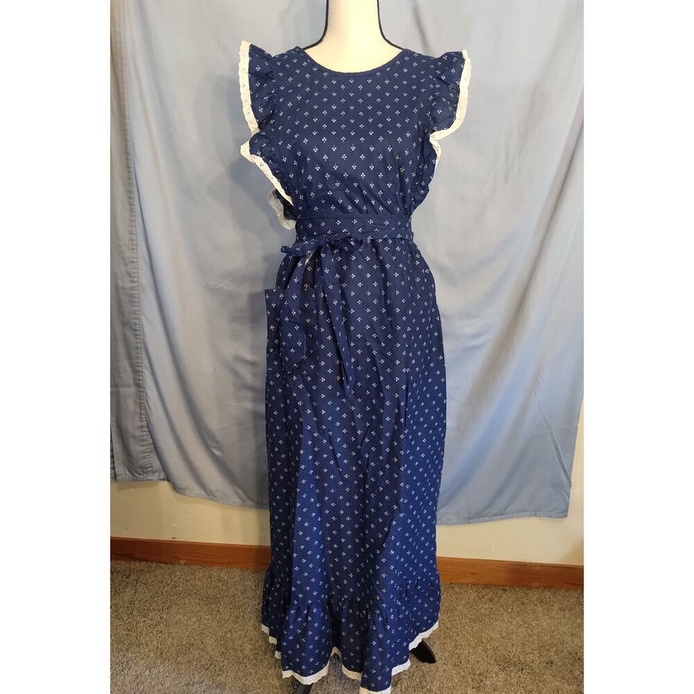 Vintage 60s/70s Design House Blue Apron Dress